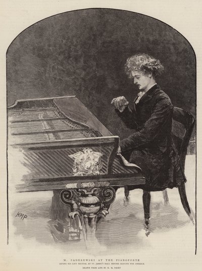 M Paderewski at the Pianoforte by Henry Marriott Paget